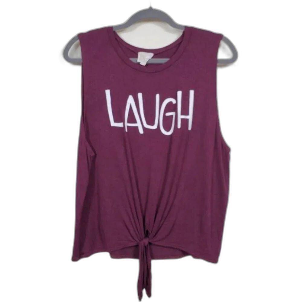 Dirtee Laundry Sleeveless Top Graphic Knot Burgundy Wine Women Size XL